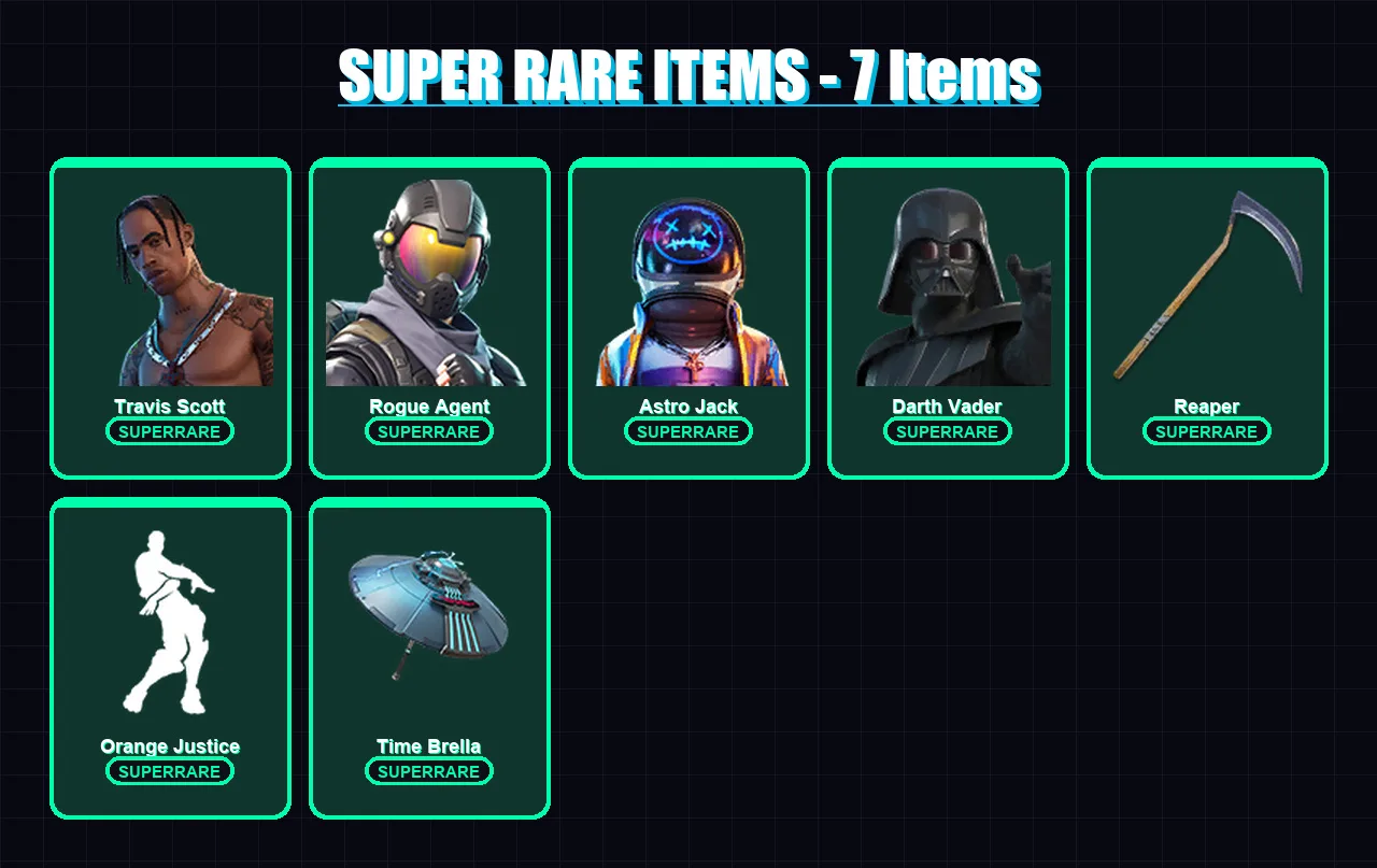 [PC/PSN] | Travis Scott | Rogue Agent | Astro Jack | Darth Vader | Twyn | 195 skin | 225 pickaxe | 210 emote | 216 glider | Lv3373