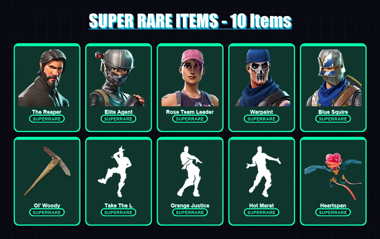 [PC/XBOX/PSN] | The Reaper | Elite Agent | Rose Team Leader | Warpaint | Blue Squire | 24 skin | 18 pickaxe | 29 emote | 23 glider | Lv241