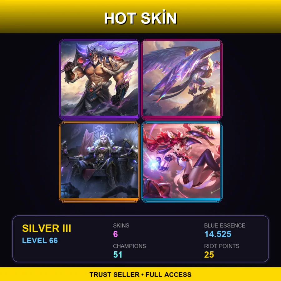 EUW | Lv66 | Silver III | 6 Skin | 51 Champ