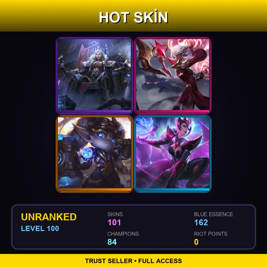 VN | Lv100 | Unranked | 101 Skin | 84 Champ