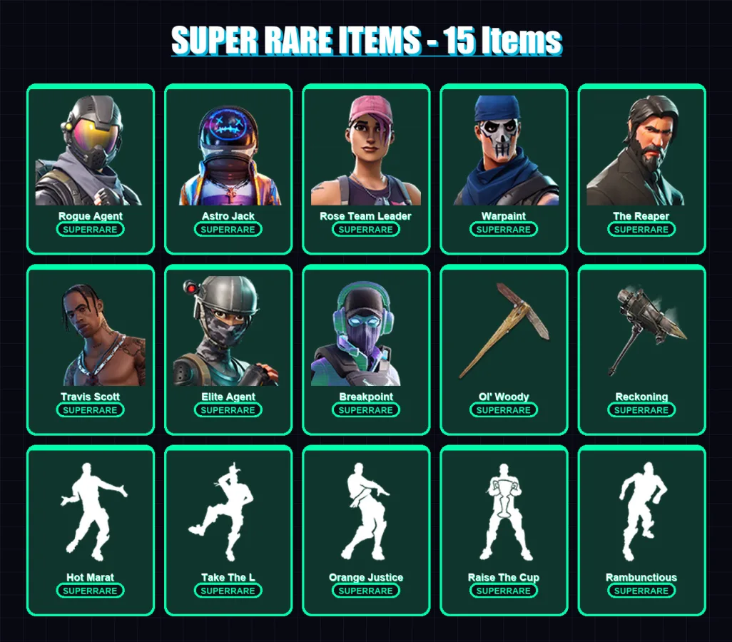 [PC/XBOX/PSN] | Rogue Agent | Astro Jack | Rose Team Leader | Warpaint | The Reaper | 276 skin | 206 pickaxe | 211 emote | 152 glider | Lv2461