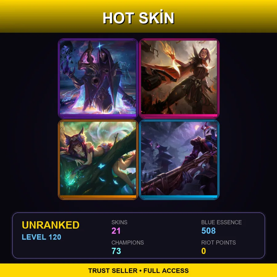 EUW | Lv120 | Unranked | 21 Skin | 73 Champ