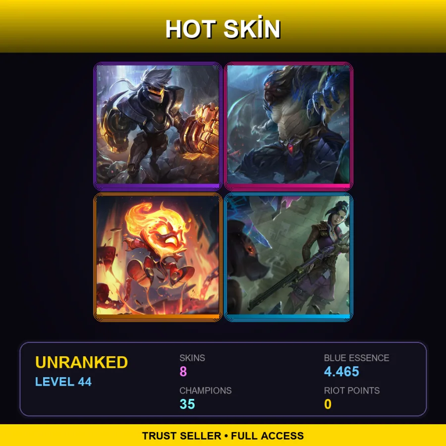 EUNE | Lv44 | Unranked | 8 Skin | 35 Champ