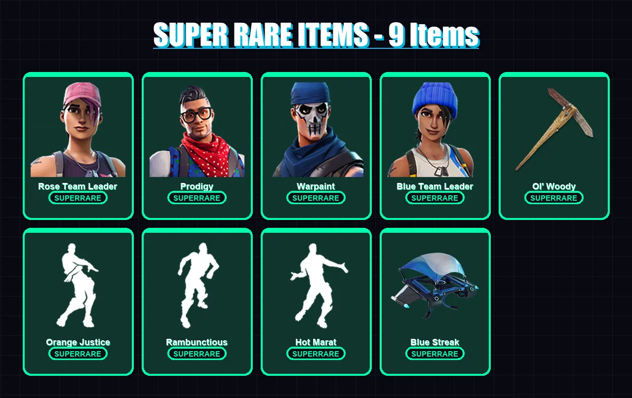 [PS4/PS5/XBOX/PC] | Rose Team Leader | Prodigy | Warpaint | Blue Team Leader | Catalyst | 62 skin | 73 pickaxe | 73 emote | 67 glider | Lv1000
