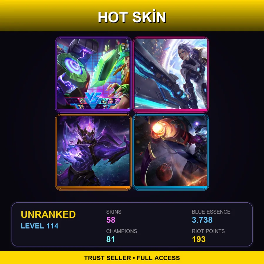 NA | Lv114 | Unranked | 58 Skin | 81 Champ — Unranked / Smurf League of Legends
