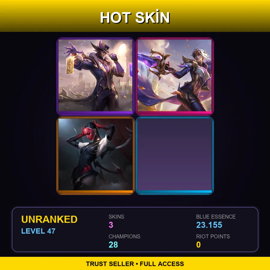 EUW | Lv47 | Unranked | 3 Skin | 28 Champ