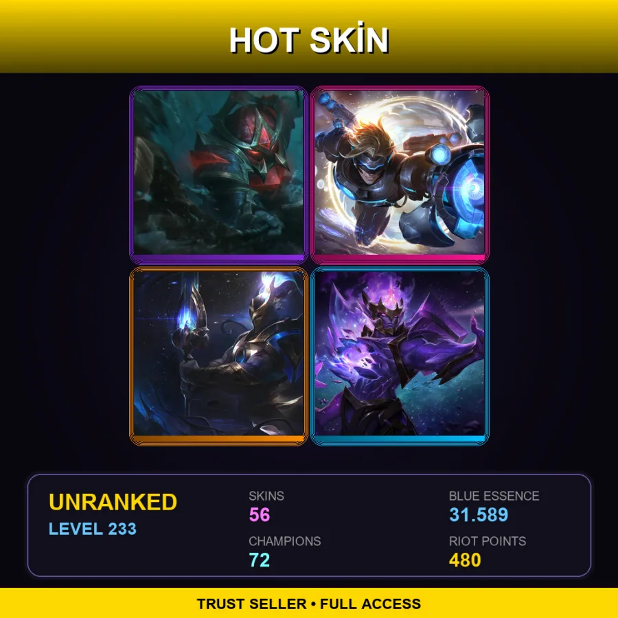 BR | Lv233 | Unranked | 56 Skin | 72 Champ