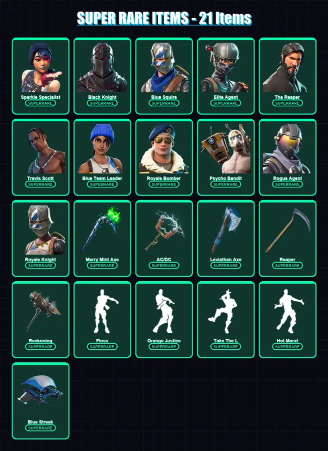 [PC/XBOX] | Sparkle Specialist | Black Knight | Blue Squire | Elite Agent | The Reaper | 214 skin | 122 pickaxe | 159 emote | 113 glider | Lv1868