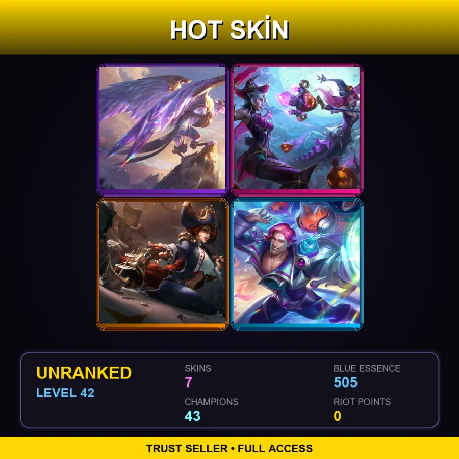 EUW | Lv42 | Unranked | 7 Skin | 43 Champ — LoL account