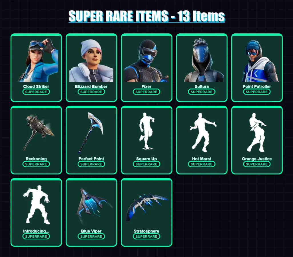 [PS4/PS5/XBOX/PC] | Cloud Striker | Blizzard Bomber | Fixer | Sultura | Point Patroller | 146 skin | 169 pickaxe | 141 emote | 160 glider | Lv2353 — Fortnite account