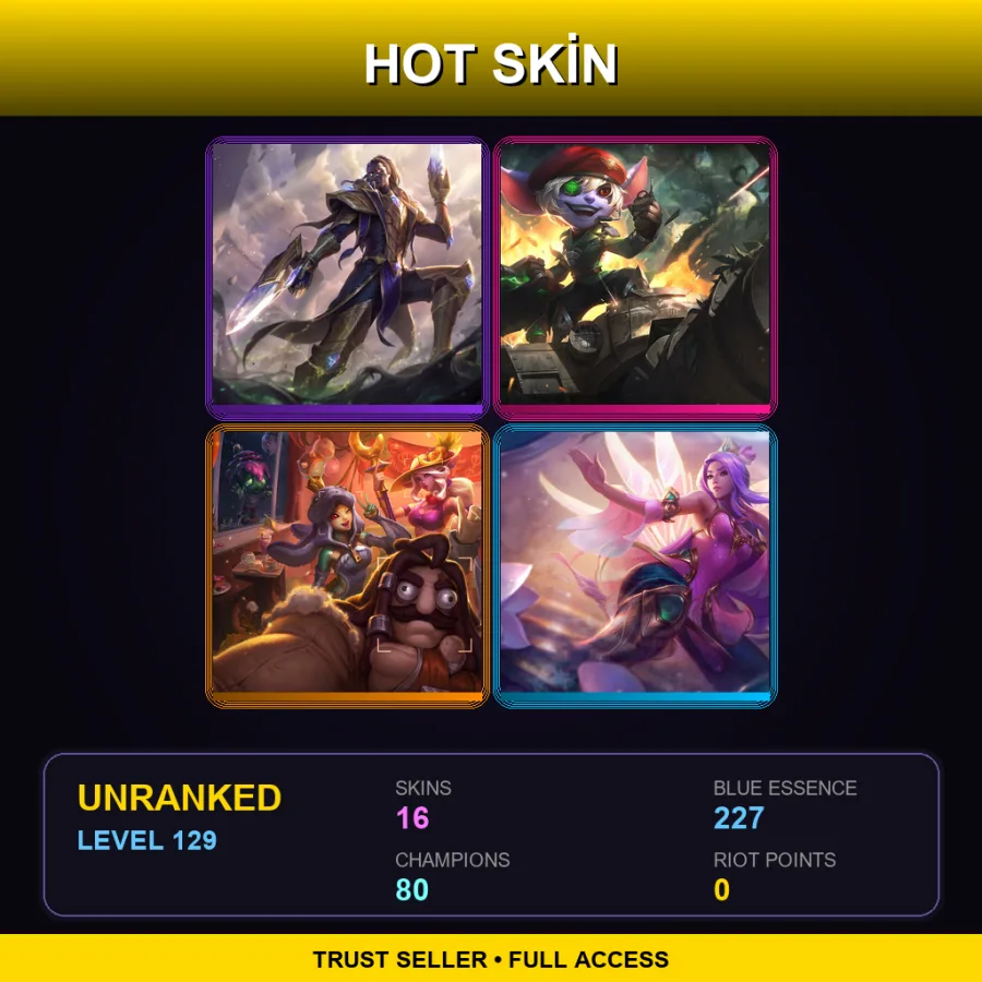 LAN | Lv129 | Unranked | 16 Skin | 80 Champ