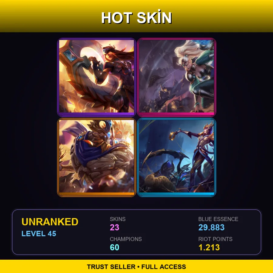 EUW | Lv45 | Unranked | 23 Skin | 60 Champ — LoL account