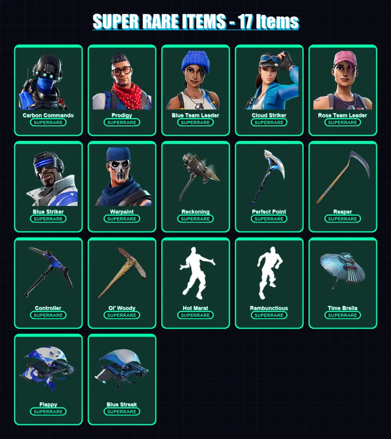 [PS4/PS5/XBOX/PC] | Carbon Commando | Prodigy | Blue Team Leader | 66 skin | Lv1338