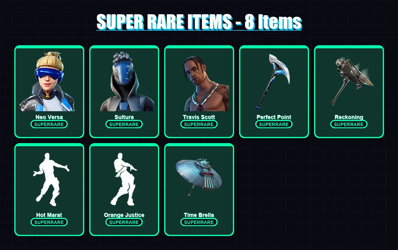 [PS4/PS5/XBOX/PC] | Neo Versa | Sultura | Travis Scott | Gear Specialist Maya | Deadpool | 55 skin | 89 pickaxe | 71 emote | 86 glider | Lv1366