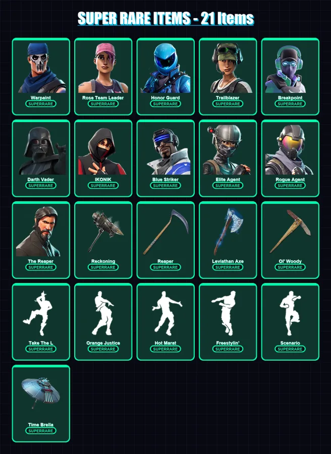 [PC/XBOX] | Warpaint | Rose Team Leader | Honor Guard | Trailblazer | Breakpoint | 228 skin | 251 pickaxe | 165 emote | 172 glider | Lv2794 — Fortnite account