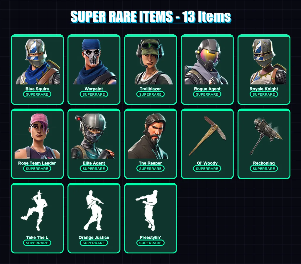 [PC/PSN] | Blue Squire | Warpaint | Trailblazer | Rogue Agent | Royale Knight | 52 skin | 47 pickaxe | 55 emote | 48 glider | Lv668