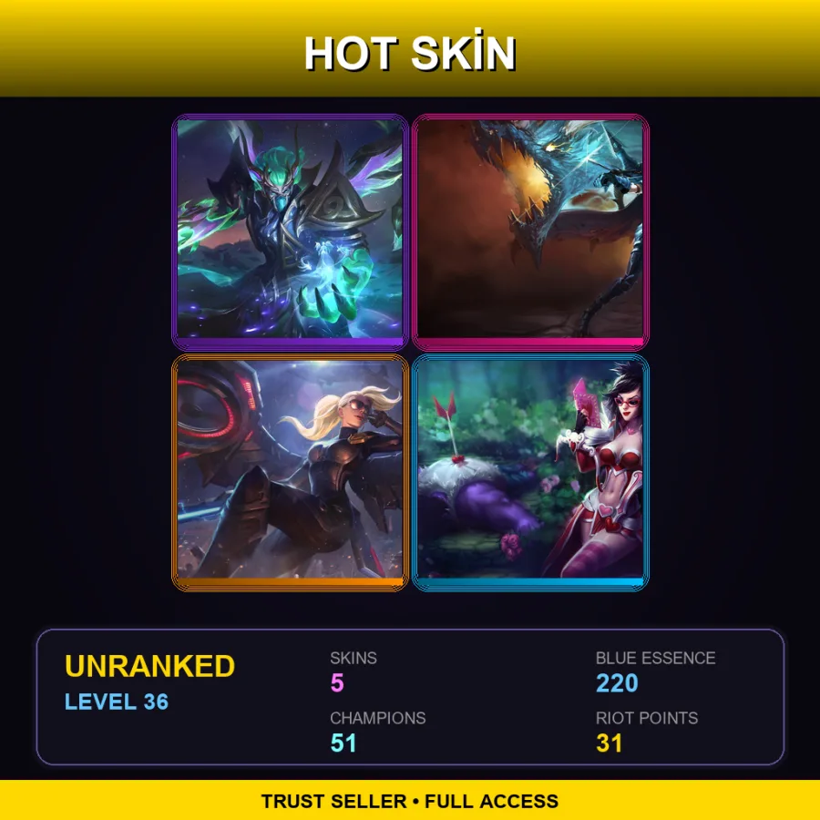 BR | Lv36 | Unranked | 5 Skin | 51 Champ — LoL account
