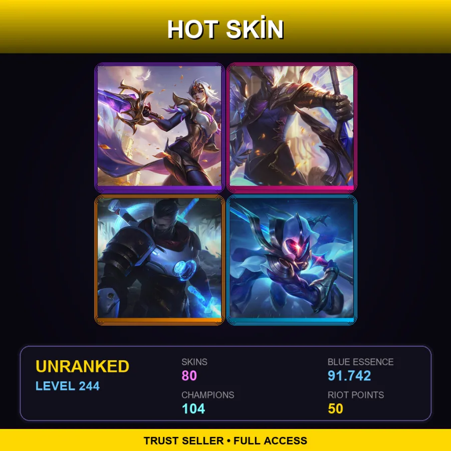 TR | Lv244 | Unranked | 80 Skin | 104 Champ — Arcana Ahri
