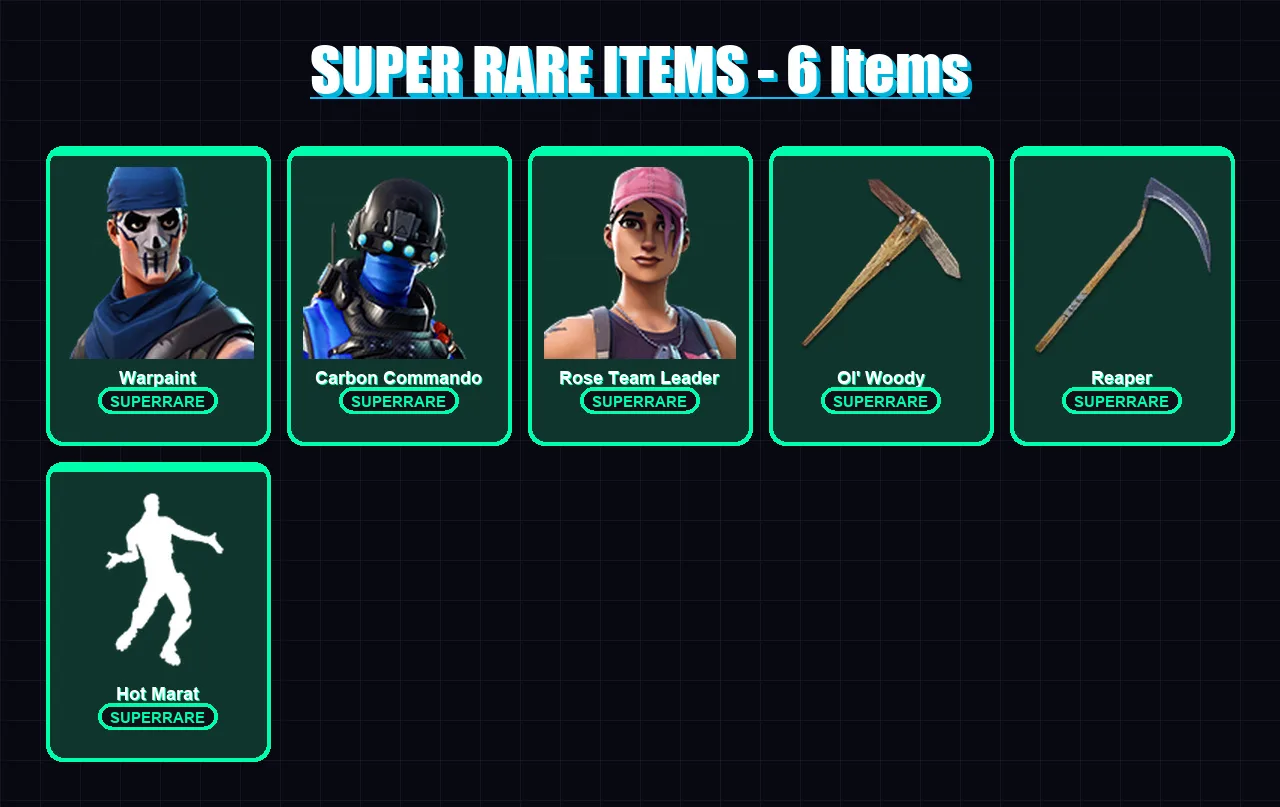 [PC/XBOX] | Warpaint | Carbon Commando | Rose Team Leader | Zenith | Eternal Knight | 61 skin | 62 pickaxe | 80 emote | 61 glider | Lv758