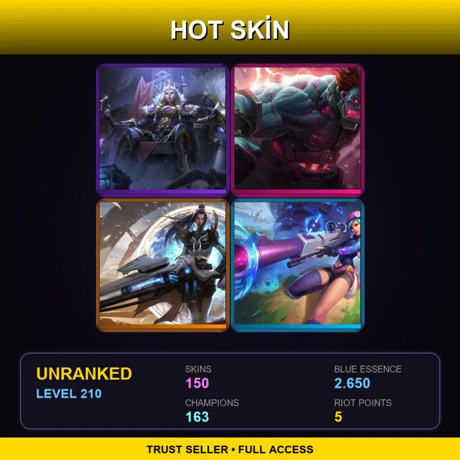 SG | Lv210 | Unranked | 150 Skin | 163 Champ