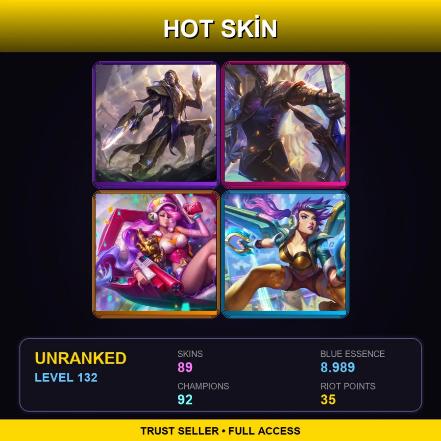 SG | Lv132 | Unranked | 89 Skin | 92 Champ — LoL account