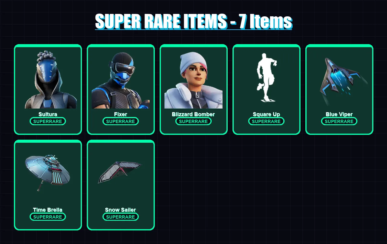 [PS4/PS5/XBOX/PC] | Sultura | Fixer | Blizzard Bomber | Spectra Knight | Joltara | 105 skin | 199 pickaxe | 127 emote | 144 glider | Lv3728