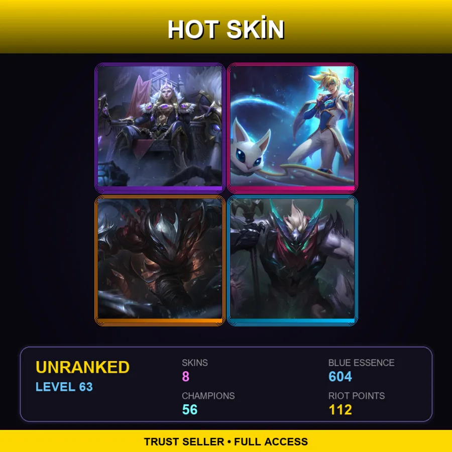 EUW | Lv63 | Unranked | 8 Skin | 56 Champ — Enduring Sword Talon