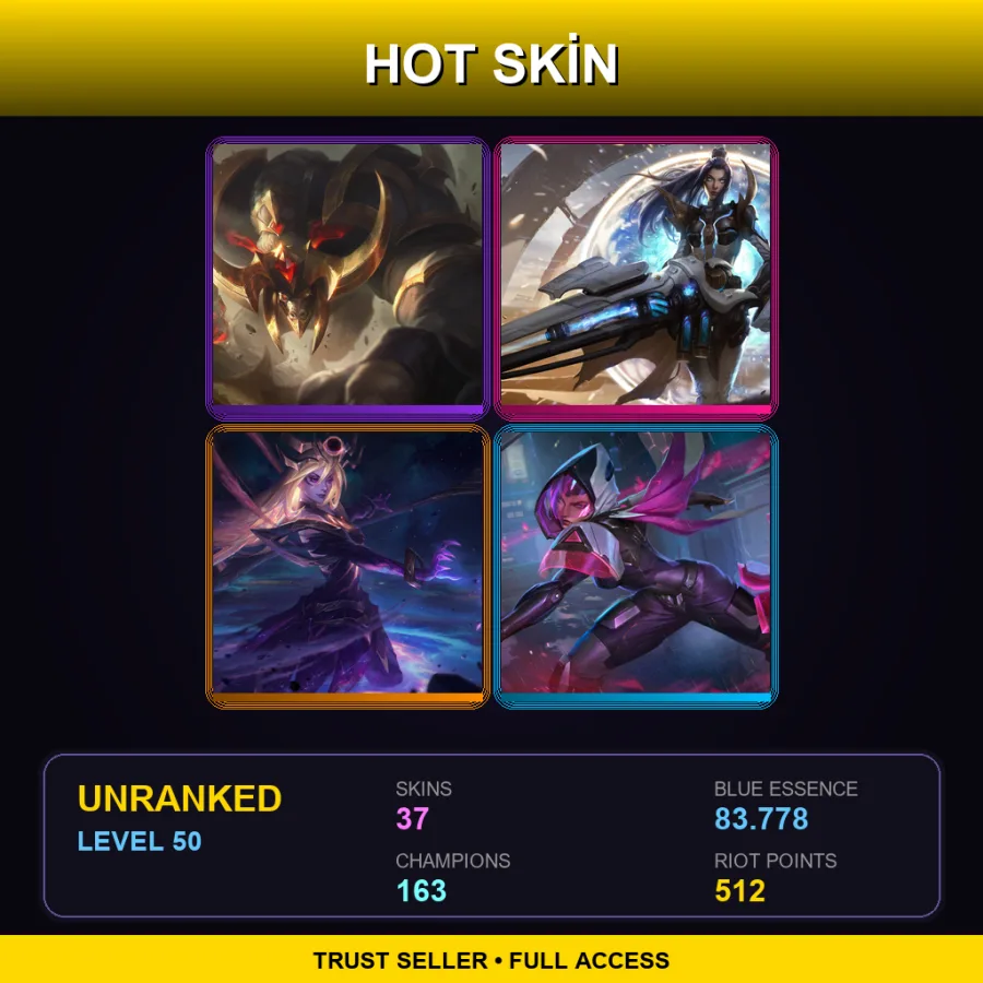VN | Lv50 | Unranked | 37 Skin | 163 Champ