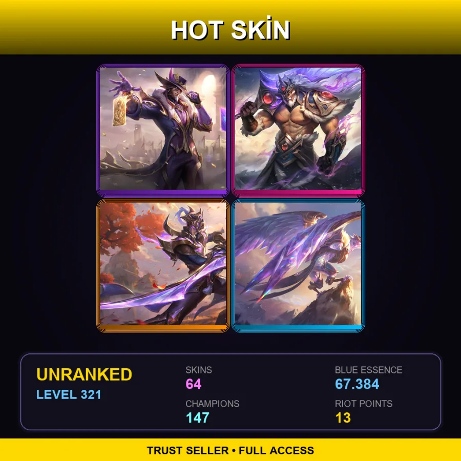 LAS | Lv321 | Unranked | 64 Skin | 147 Champ — Aristocrat Vayne