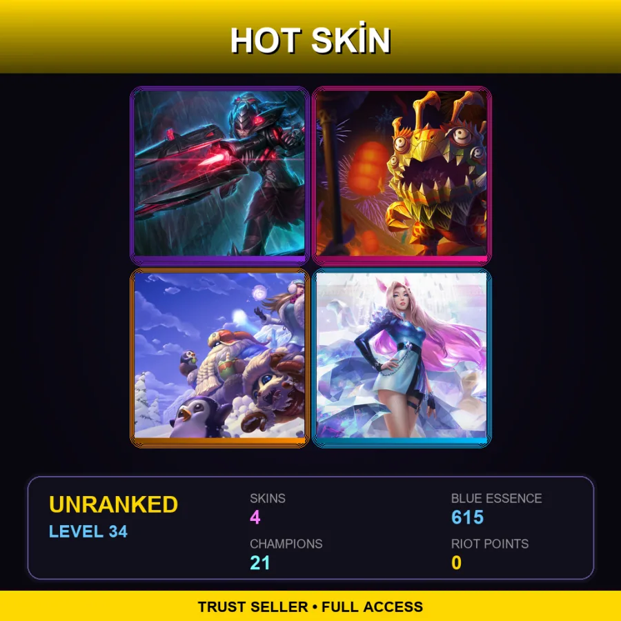 BR | Lv34 | Unranked | 4 Skin | 21 Champ