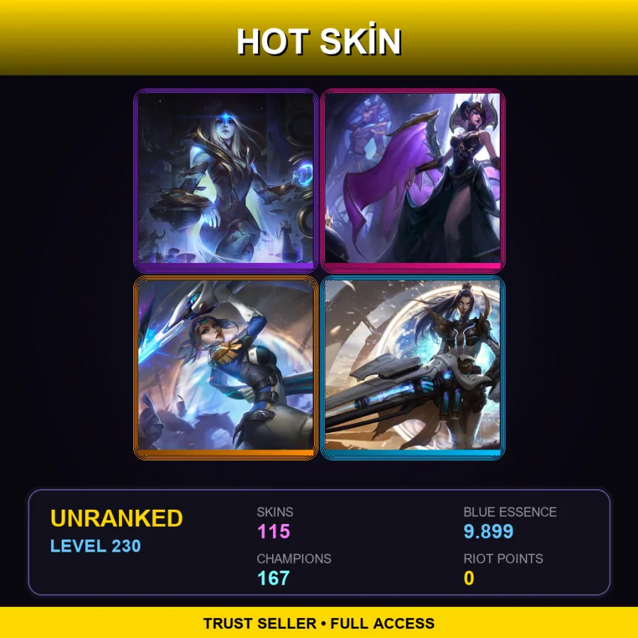 VN | Lv230 | Unranked | 115 Skin | 167 Champ — LoL account