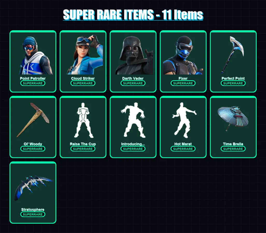 [PC/XBOX] | Point Patroller | Cloud Striker | Darth Vader | Fixer | Spectra Knight | 88 skin | 98 pickaxe | 88 emote | 83 glider | Lv1243 — Fortnite account