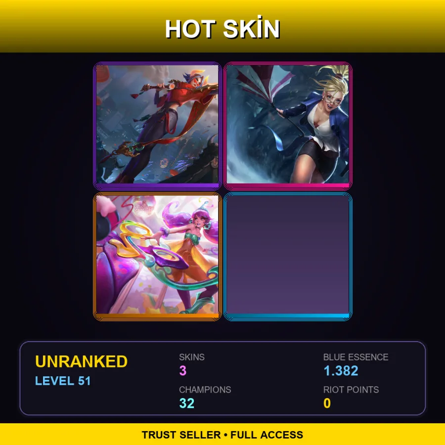 SG | Lv51 | Unranked | 3 Skin | 32 Champ