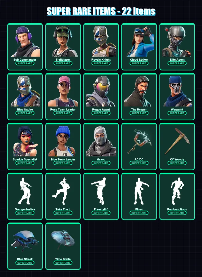 [PS4/PS5/XBOX/PC] | Sub Commander | Trailblazer | Royale Knight | 102 skin | Lv1128