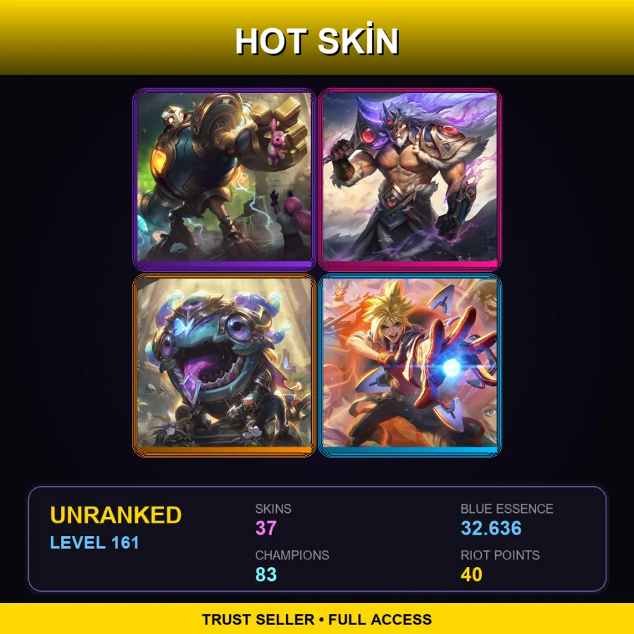 EUW | Lv161 | Unranked | 37 Skin | 83 Champ