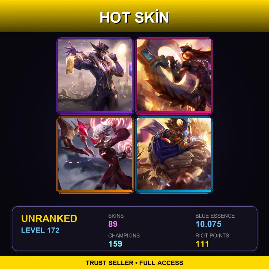 BR | Lv172 | Unranked | 89 Skin | 159 Champ — LoL account