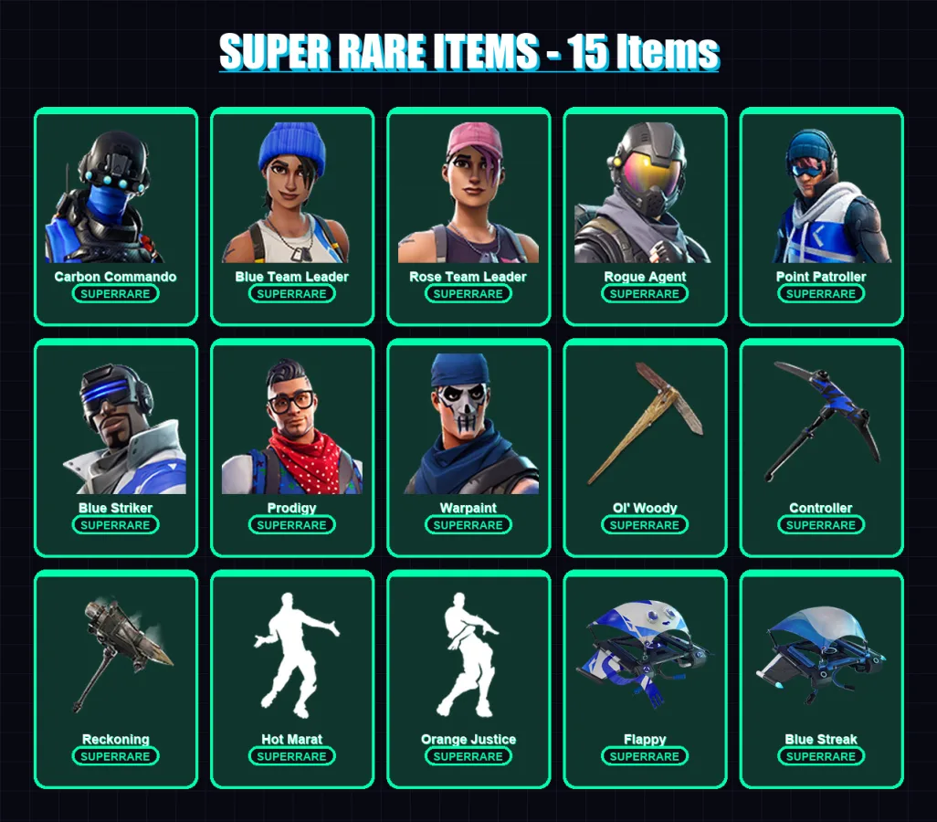 [PS4/PS5/PC] | Carbon Commando | Blue Team Leader | Rose Team Leader | 50 skin | Lv720 — Fortnite account