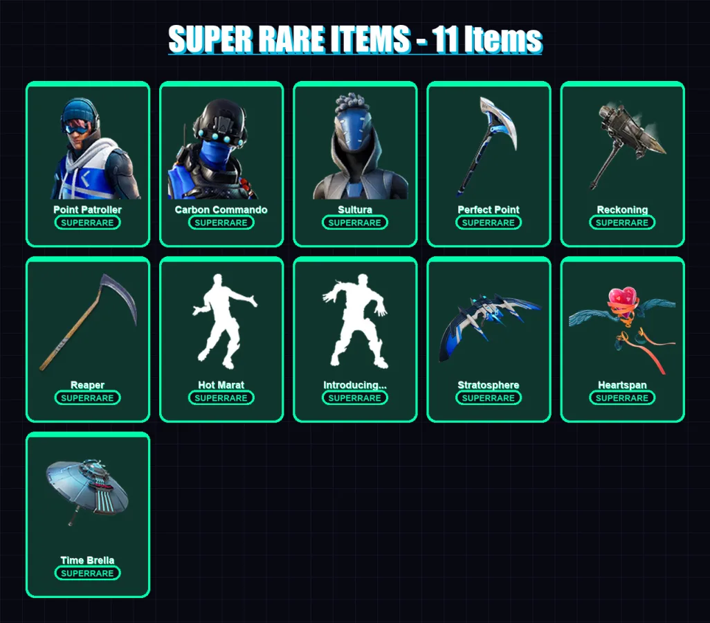 [PC/XBOX/PSN] | Point Patroller | Carbon Commando | Sultura | Calamity | Raz | 157 skin | 192 pickaxe | 127 emote | 156 glider | Lv2895
