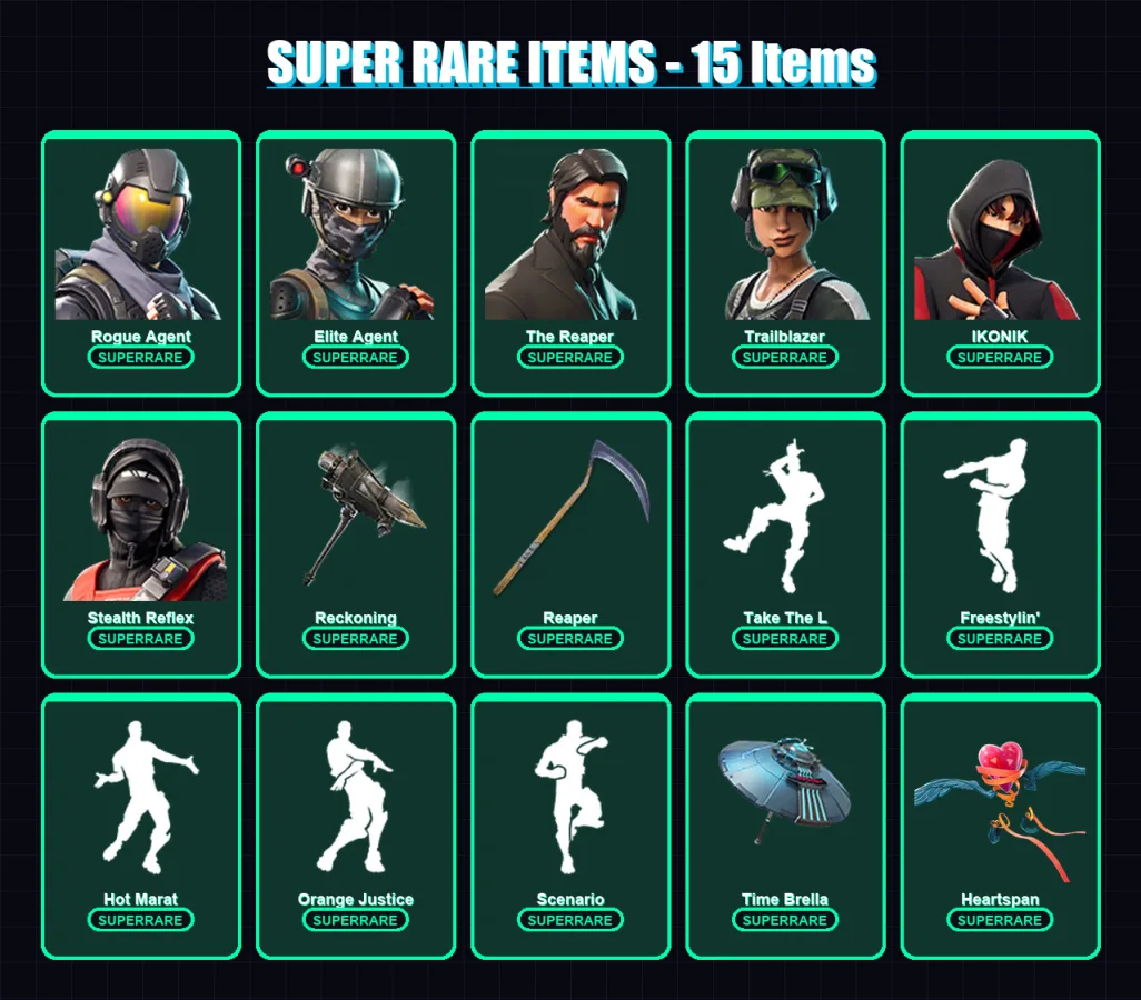 [PC/XBOX/PSN] | Reflex | Rogue Agent | Elite Agent | The Reaper | Trailblazer | 102 skin | 124 pickaxe | 142 emote | 117 glider | Lv1946