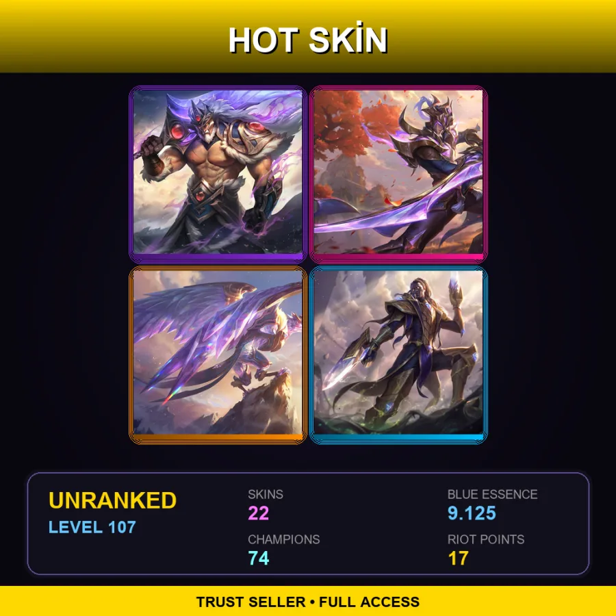 TR | Lv107 | Unranked | 22 Skin | 74 Champ with Rammus