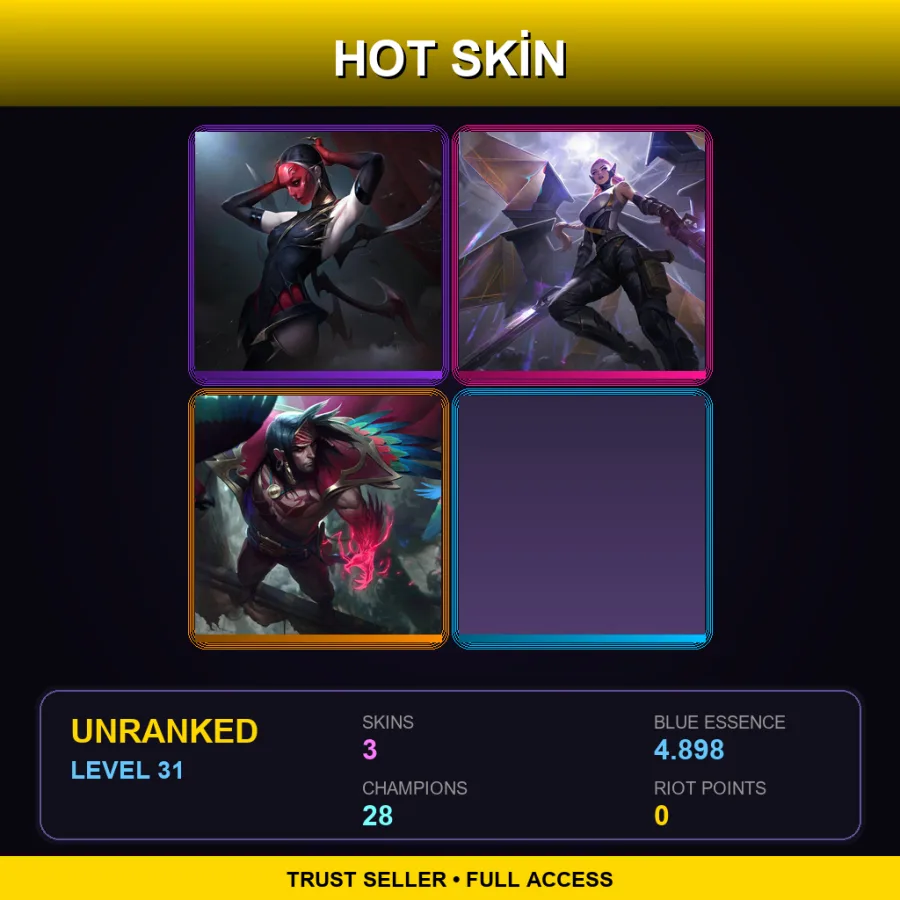 TR | Lv31 | Unranked | 3 Skin | 28 Champ
