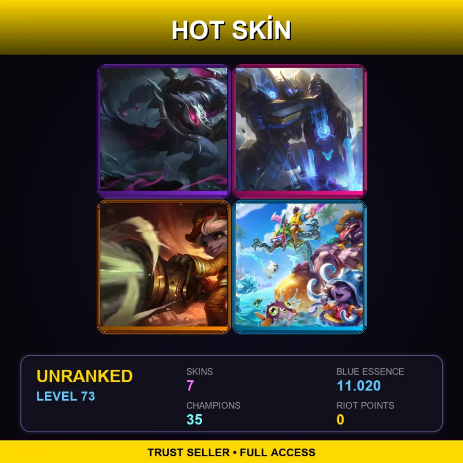 LAS | Lv73 | Unranked | 7 Skin | 35 Champ — LoL account