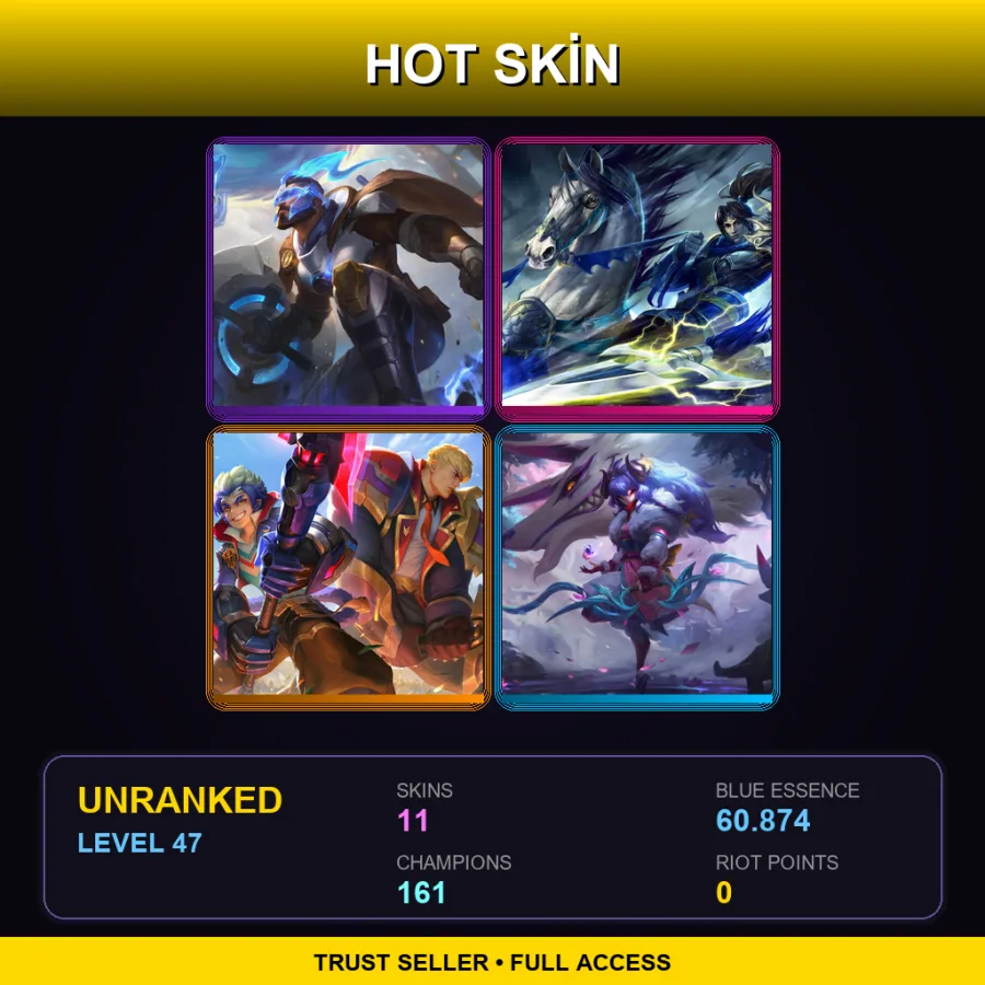 VN | Lv47 | Unranked | 11 Skin | 161 Champ