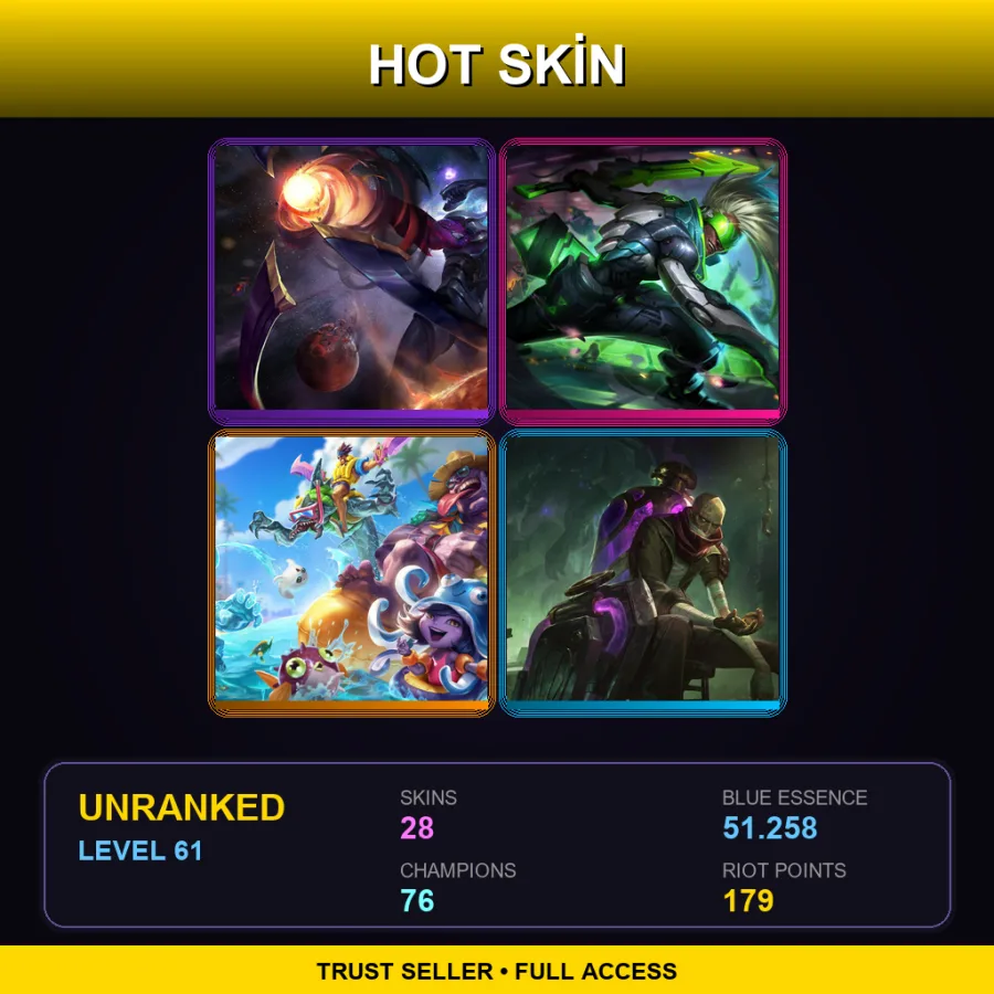 EUNE | Lv61 | Unranked | 28 Skin | 76 Champ — Sir Kled