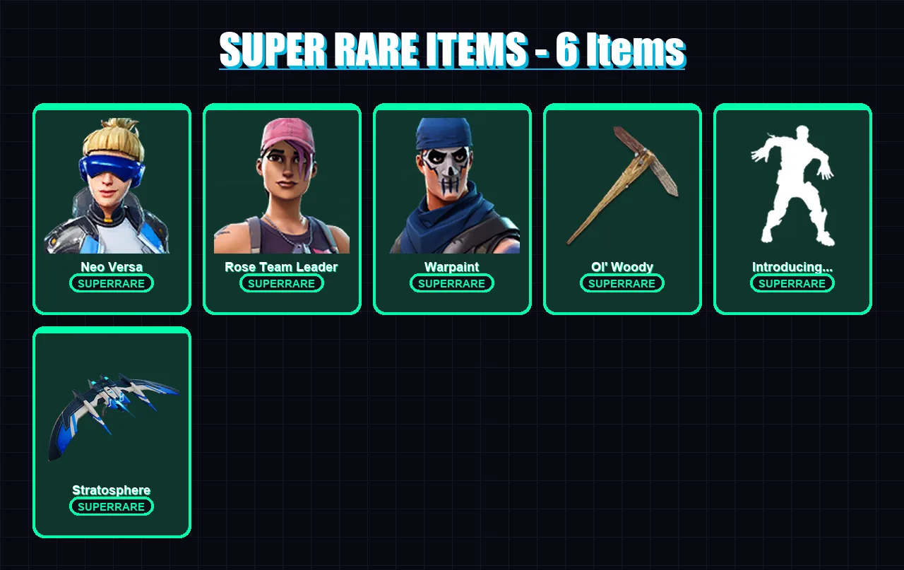 [PS4/PS5/XBOX/PC] | Neo Versa | Rose Team Leader | Warpaint | Fallen Love Ranger | Menace | 76 skin | 79 pickaxe | 63 emote | 65 glider | Lv1106 — Game account