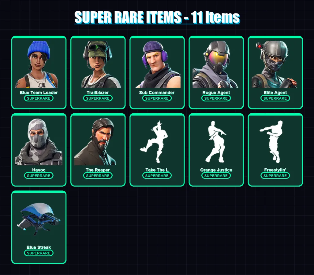 [PC/XBOX/PSN] | Blue Team Leader | Trailblazer | Sub Commander | Rogue Agent | Elite Agent | 20 skin | 14 pickaxe | 17 emote | 14 glider | Lv190