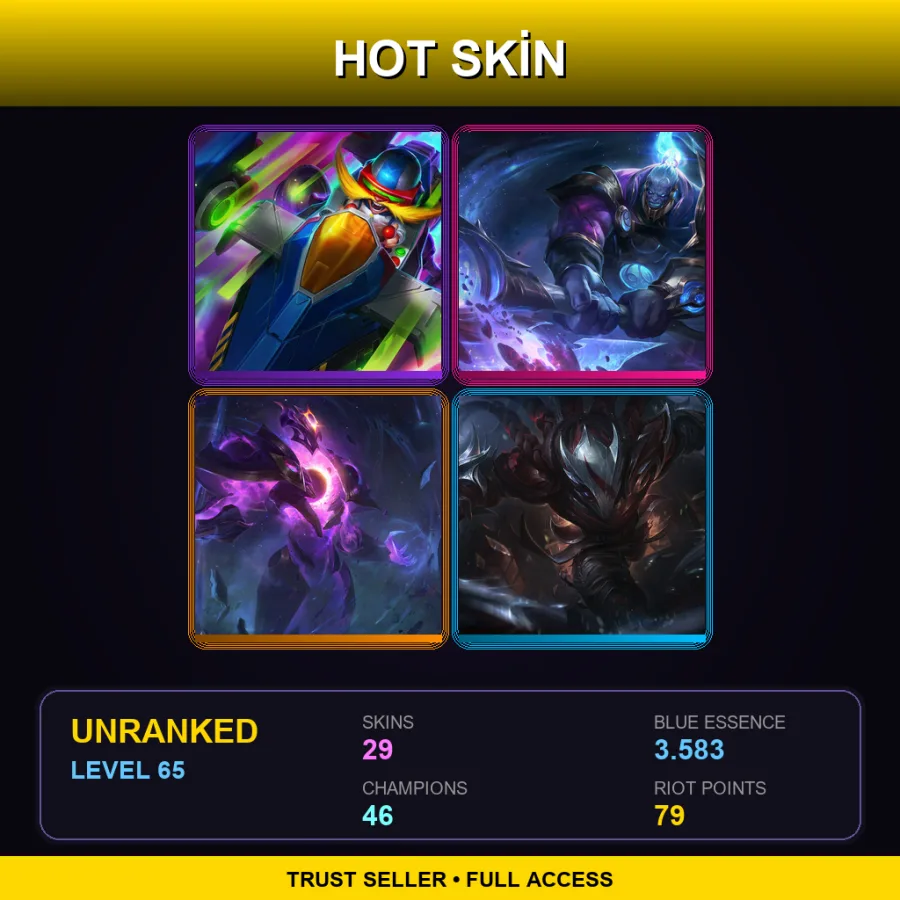 NA | Lv65 | Unranked | 29 Skin | 46 Champ — LoL account