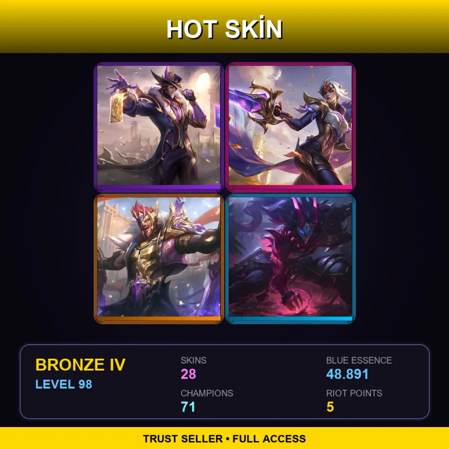 EUNE | Lv98 | Bronze IV | 28 Skin | 71 Champ — LoL account