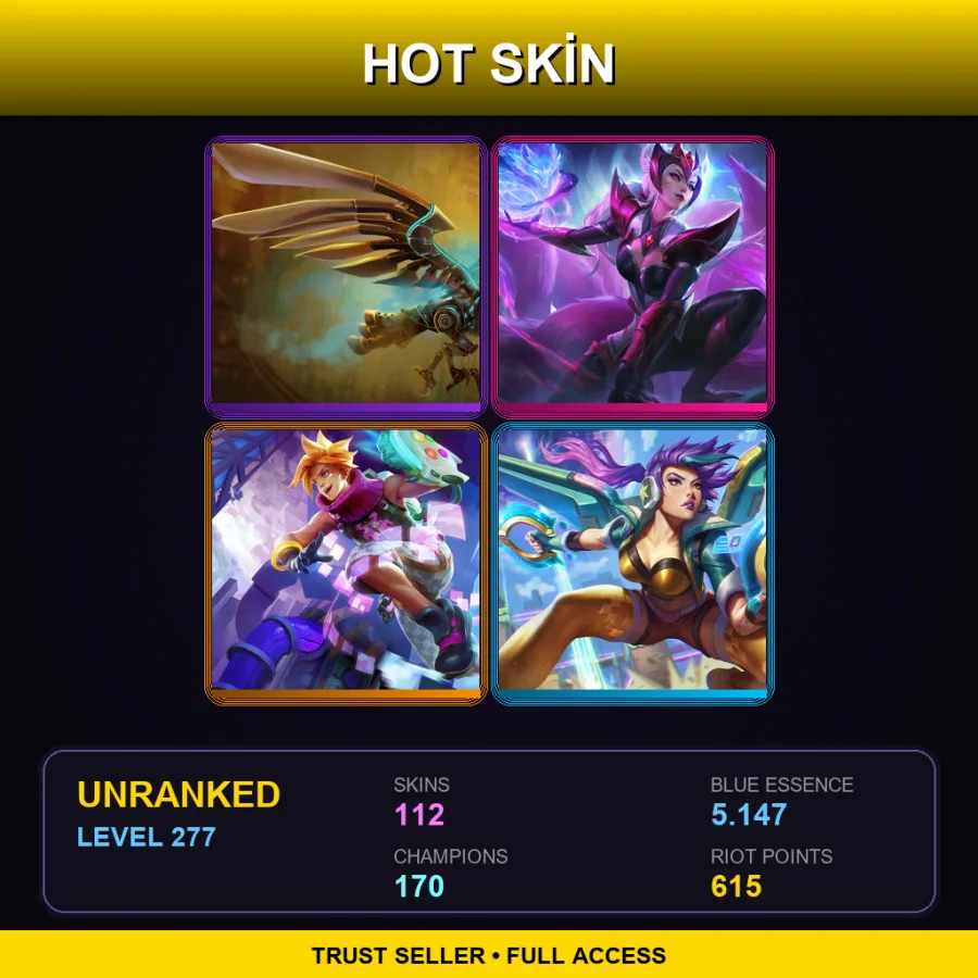 EUW | Lv277 | Unranked | 112 Skin | 170 Champ