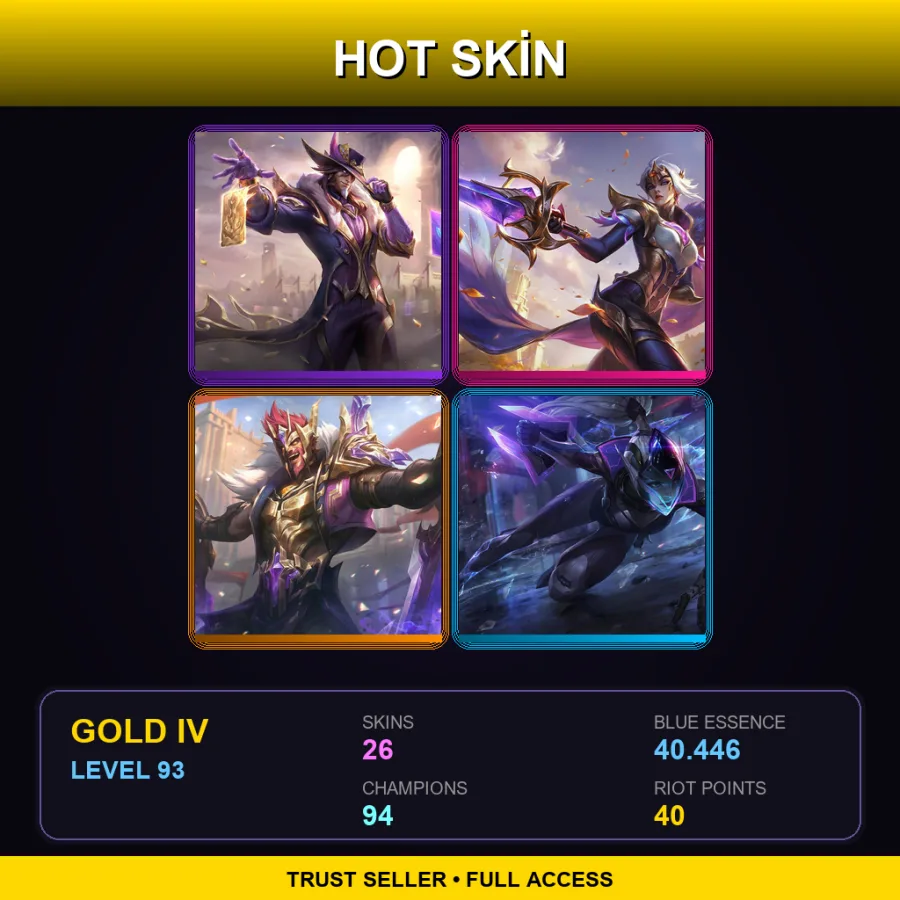 NA | Victorious Twisted Fate | Victorious Fiora | Victorious Draven | PROJECT: Vayne | 26 Skin | 94 Champ | Gold IV | Lv93